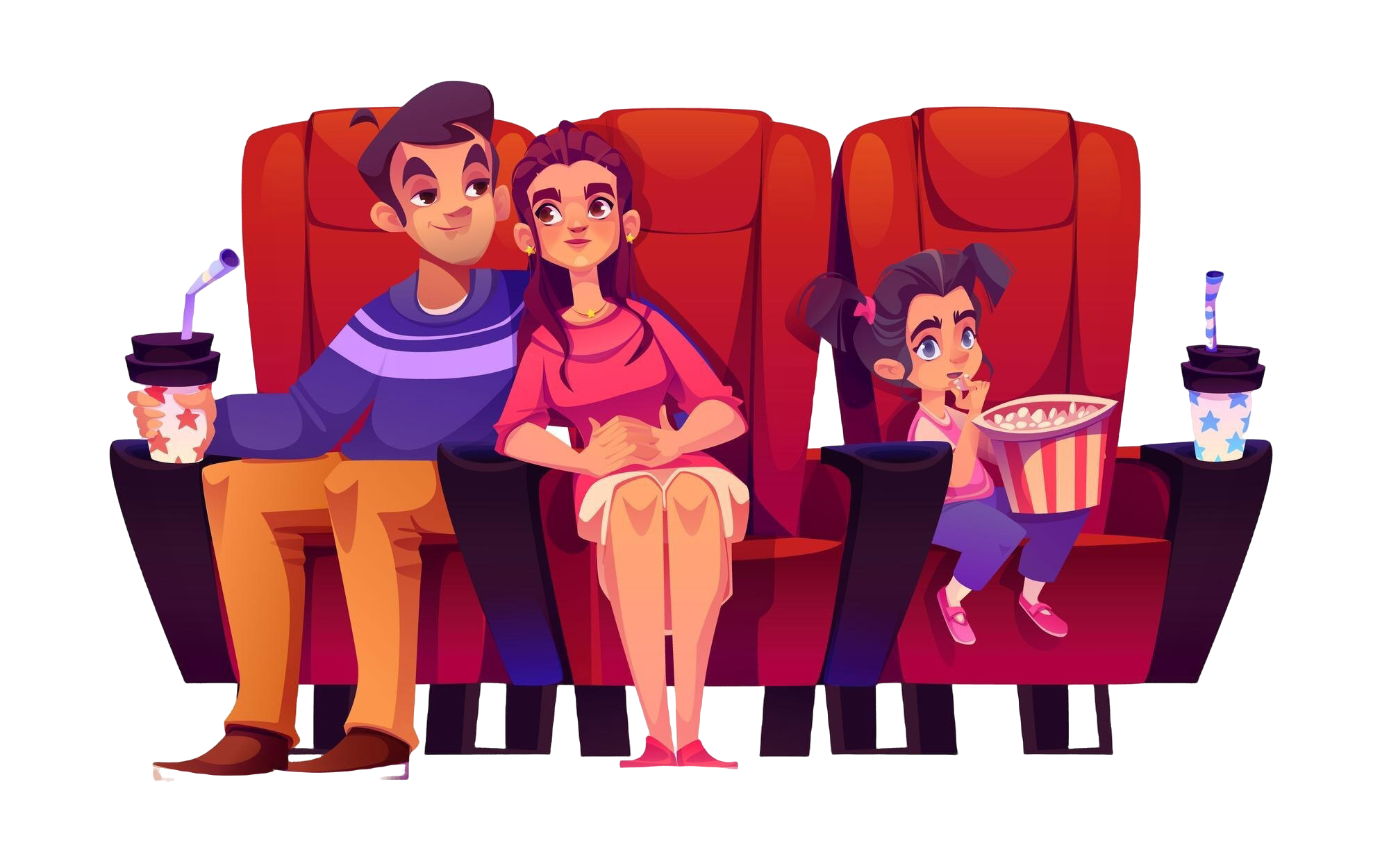 family watching movie together